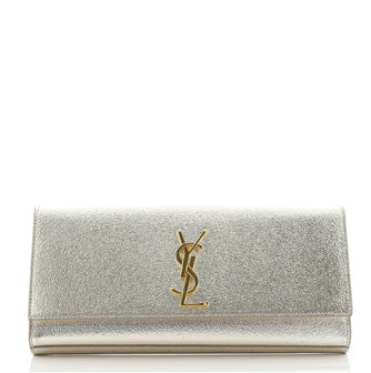 Saint Laurent Classic Monogram Clutch Metallic Calfskin Long