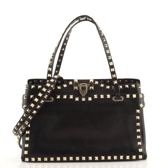 Valentino Rockstud Flip Lock Convertible Tote Leather Medium