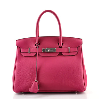 Hermes Birkin Handbag Pink Togo with Palladium Hardware 30