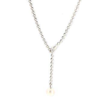 Cartier Pearl Lariat Pendant Necklace 18K White Gold and Pearl