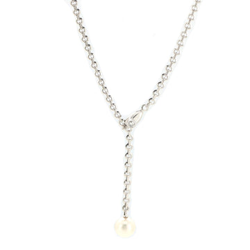 Cartier Pearl Lariat Pendant Necklace 18K White Gold and Pearl