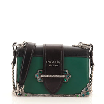 Prada Cahier Chain Crossbody Bag City Calf and Saffiano Small