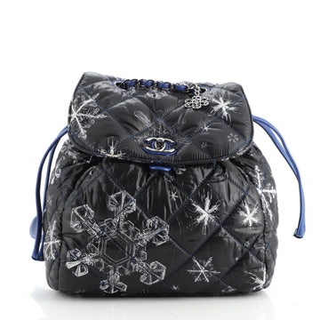 Chanel CC Flap Backpack Quilted Printed Nylon Small
