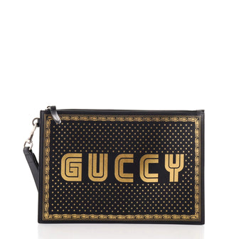 Gucci Wristlet Clutch Limited Edition Printed Leather