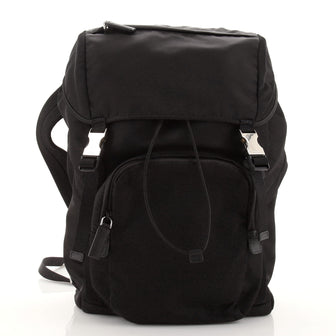 Prada Double Buckle Backpack Tessuto Medium