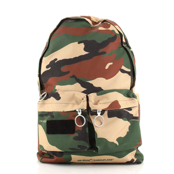 Off White Double Front Pocket Backpack Printed Canvas