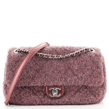Chanel CC Chain Flap Bag Quilted Knit Pluto Glitter Medium