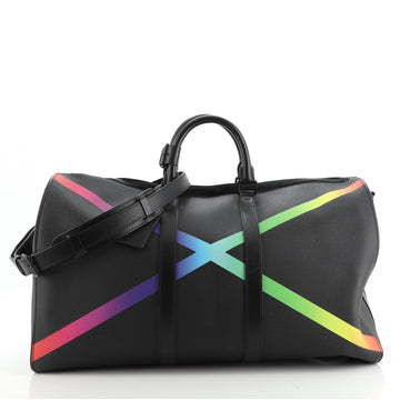 Louis Vuitton Keepall Bandouliere Bag Rainbow Taiga Leather 50