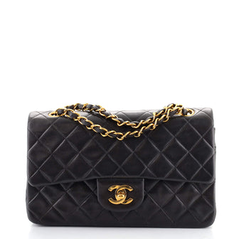 Chanel Vintage Classic Double Flap Bag Quilted Lambskin Small