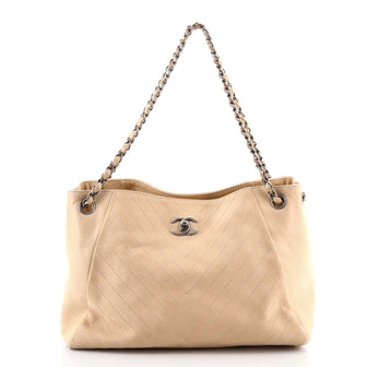 Chanel Supple Rock Shopping Tote Chevron Quilted Calfskin Large