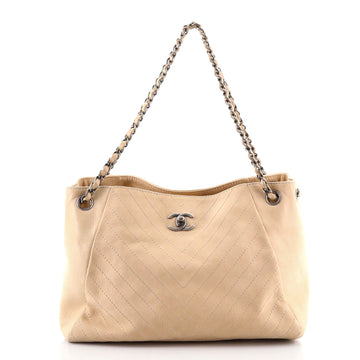 Chanel Supple Rock Shopping Tote Chevron Quilted Calfskin Large