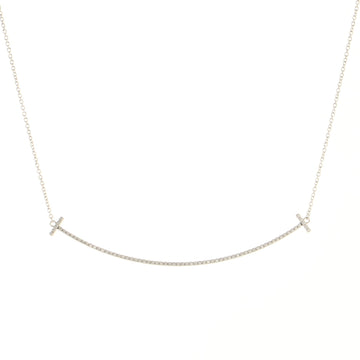 Tiffany & Co. T Smile Pendant Necklace 18K White Gold with Diamonds Large