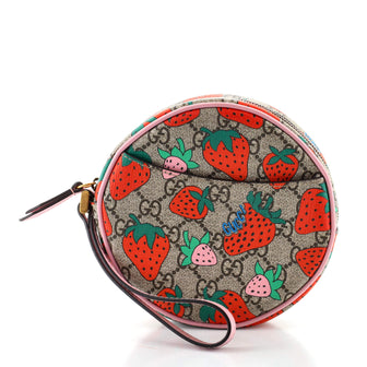 Gucci Round Wristlet Wallet Printed GG Coated Canvas