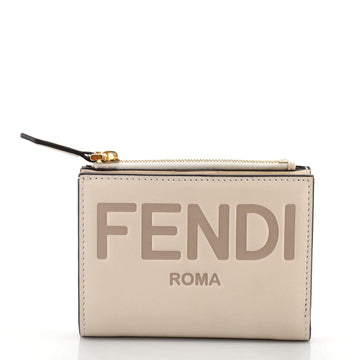 Fendi Logo Bifold Wallet Embossed Leather Compact