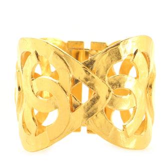 Chanel Vintage CC Heart Cut-Out Cuff Bracelet Metal